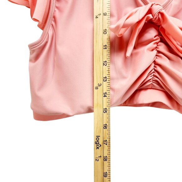 Plus Size 22W Pink V-Neck Crop Top Flutter Sleeves Front Knot Hanna Nikole - Picture 8 of 10